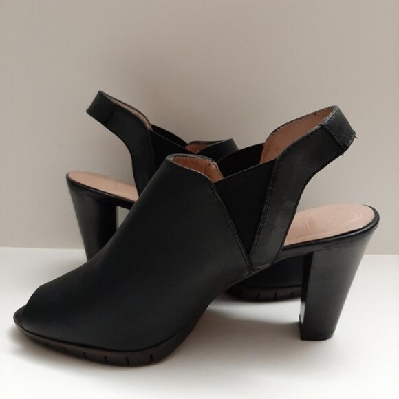 WONDERS Spain Memory Gel Peep-Toe Slingback Heels Black Leather Sz US 7.5 Eur 39 - Picture 12 of 16